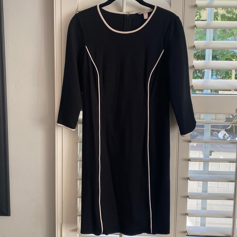 Banana Republic LBD with white stripe accent